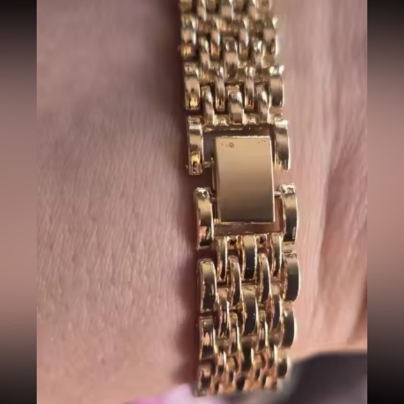 Vintage Gold Rectangular Watch with Crystal Dial